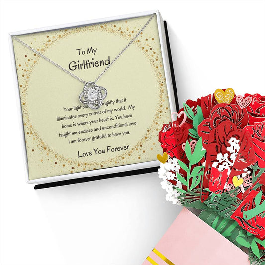Gift for Her | Love Knot Necklace and Flower Bouquet Bundle - SOUVMOUR