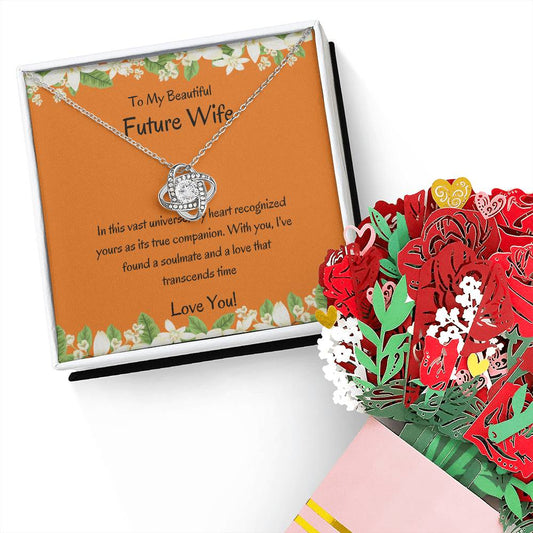 Love Knot Necklace & Floral Bouquet | Beautiful Gift Bundle for Her - SOUVMOUR