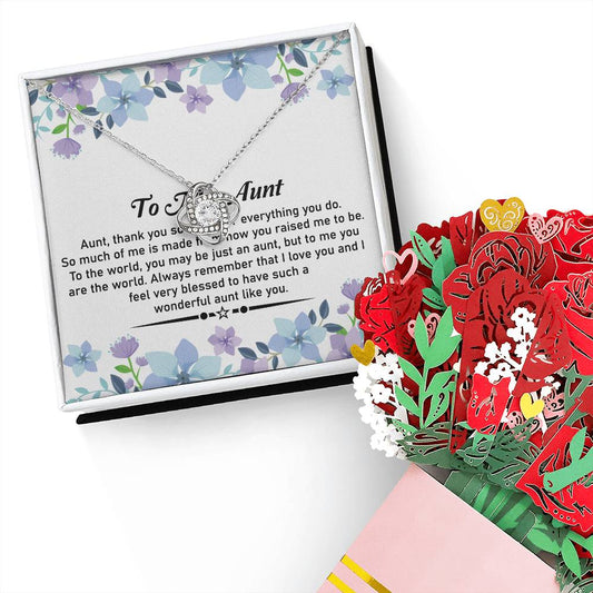 To My Amazing Aunt  Heartfelt Necklace and Flower Bouquet Gift Bundle | With Deepest Gratitude - SOUVMOUR