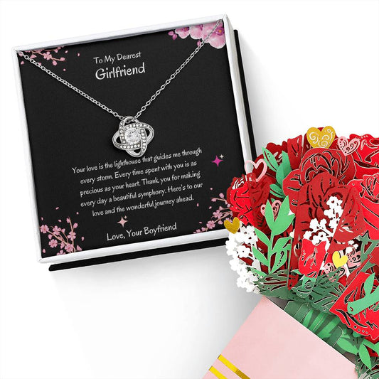 Romantic Gift | Love Knot Necklace + Flower Bouquet for Her - SOUVMOUR