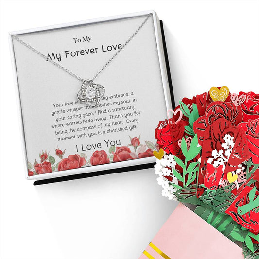 Love Knot Necklace with Flower Bouquet | Elegant Gift Set for Her - SOUVMOUR