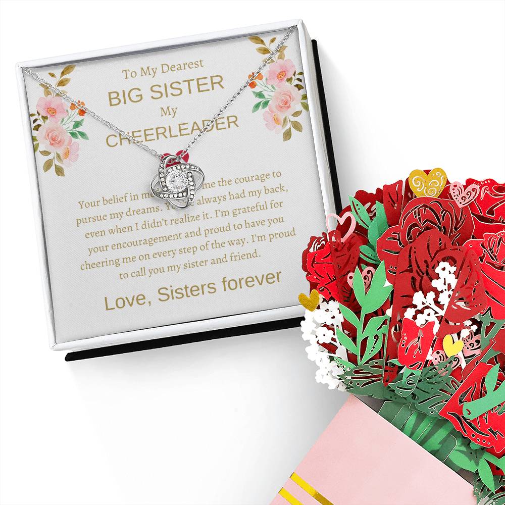 To My Sweet Little Sister – Love Knot Necklace & Flower Bouquet