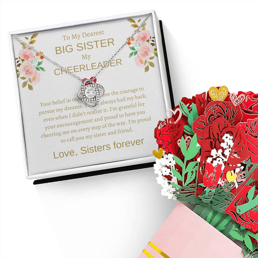 To My Sweet Little Sister – Love Knot Necklace & Flower Bouquet