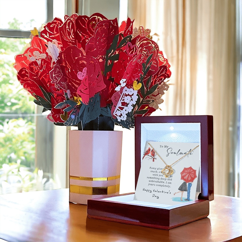 Valentine's Day Jewelry Gift for Her With Flower Love Message Card Included