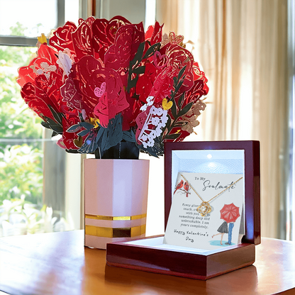 Valentine's Day Jewelry Gift for Her With Flower Love Message Card Included