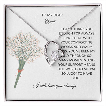 To My Dear Aunt Necklace  Forever Love Knot Necklace and Lovely Flower Bouquet Gift Set - SOUVMOUR