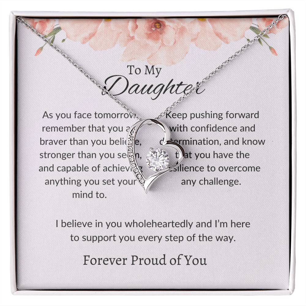 To My Daughter – Beautiful Forever Love Necklace & Lovely Flower Bouquet Gift Bundle Set