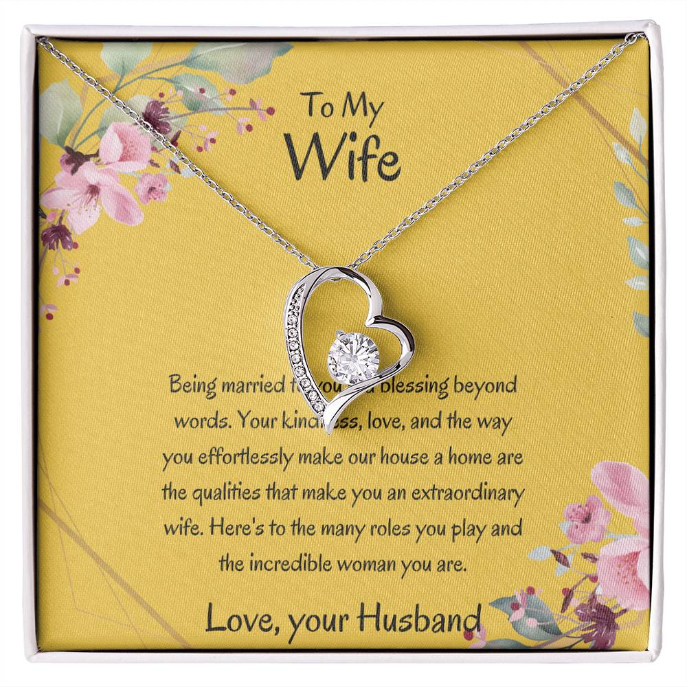 To My Wife, My Universe - Forever Love Necklace & Flower Bouquet Bundle Gift For Soulmate