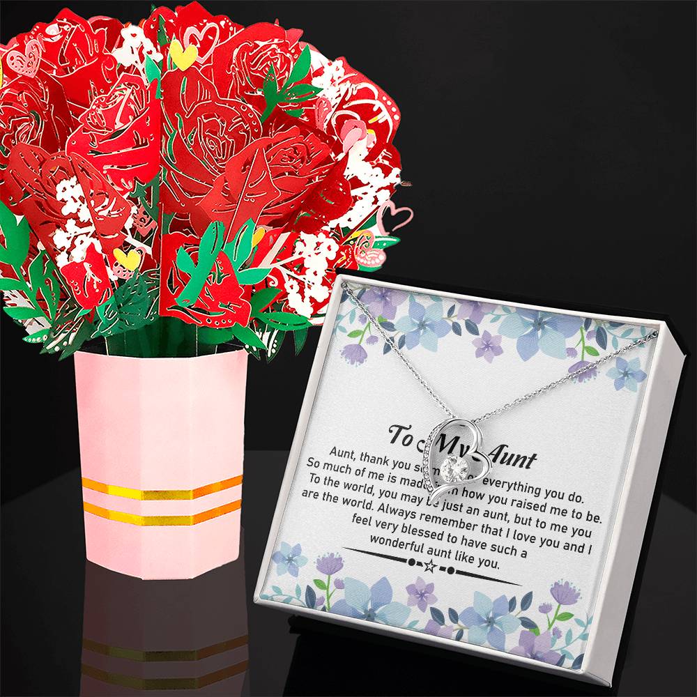 To My Special Aunt Appreciative Necklace  and Flower Bouquet Gift Set - SOUVMOUR
