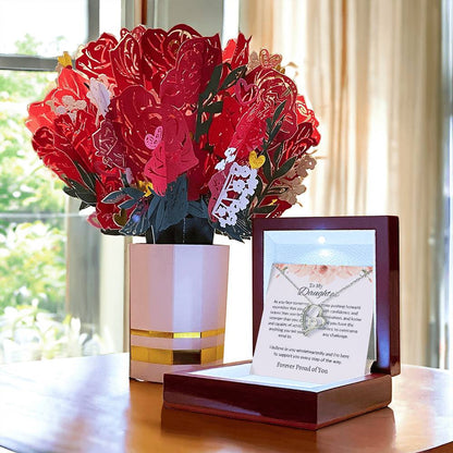 To My Daughter – Beautiful Forever Love Necklace & Lovely Flower Bouquet Gift Bundle Set