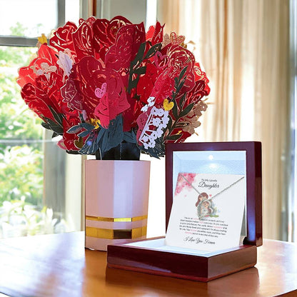 To My Lovely & Beautiful Daughter – Stunning Forever Love Necklace & Elegant Flower Bouquet Bundle