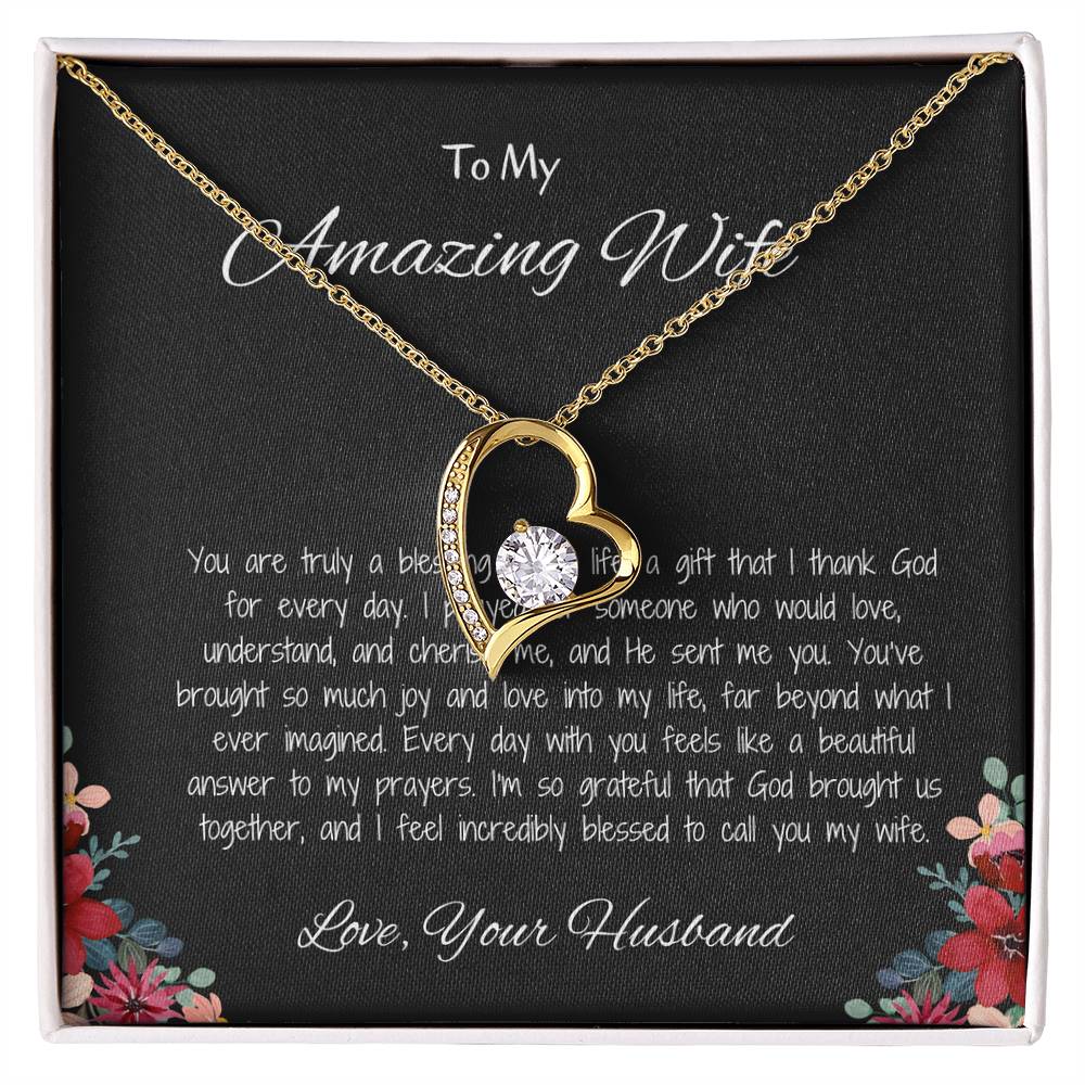 To My Amazing Wife, My Forever Love - Forever Love Necklace & Flower Bouquet Bundle For Soulmate