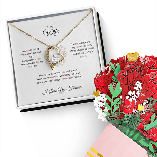 To My Wife, The Blessing I Prayed For - Forever Love Necklace & Flower Bouquet, Gift For Soulmate