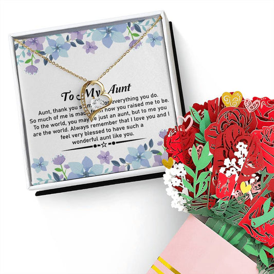 To My Special Aunt Appreciative Necklace  and Flower Bouquet Gift Set - SOUVMOUR