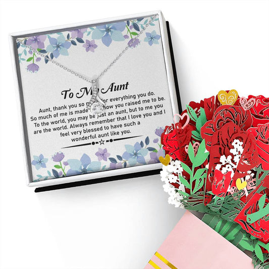 To My Special Aunt Necklace – Stunning Alluring Beauty Necklace and Flower Bouquet Bundle | Deeply Appreciative Gift For Aunt - SOUVMOUR
