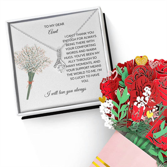 To My Dear Aunt Necklace – Charming Alluring Beauty Necklace and Flower Bouquet Bundle | Grateful  Gift For Aunt - SOUVMOUR