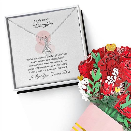To My Lovely Daughter – Elegant Sweet Beauty Necklace & Flower Bouquet Gift