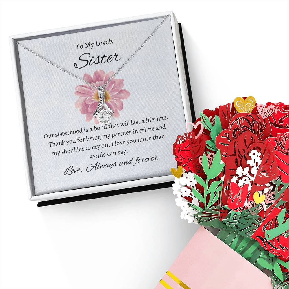 For My Sweet Sister – Beauty Necklace & Flower Bouquet | Captivating Present For Sister