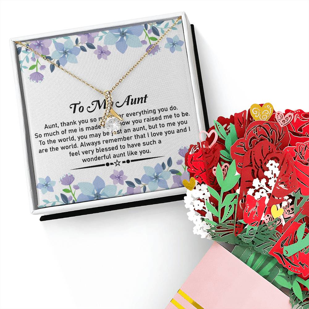 To My Special Aunt Necklace – Stunning Alluring Beauty Necklace and Flower Bouquet Bundle | Deeply Appreciative Gift For Aunt - SOUVMOUR