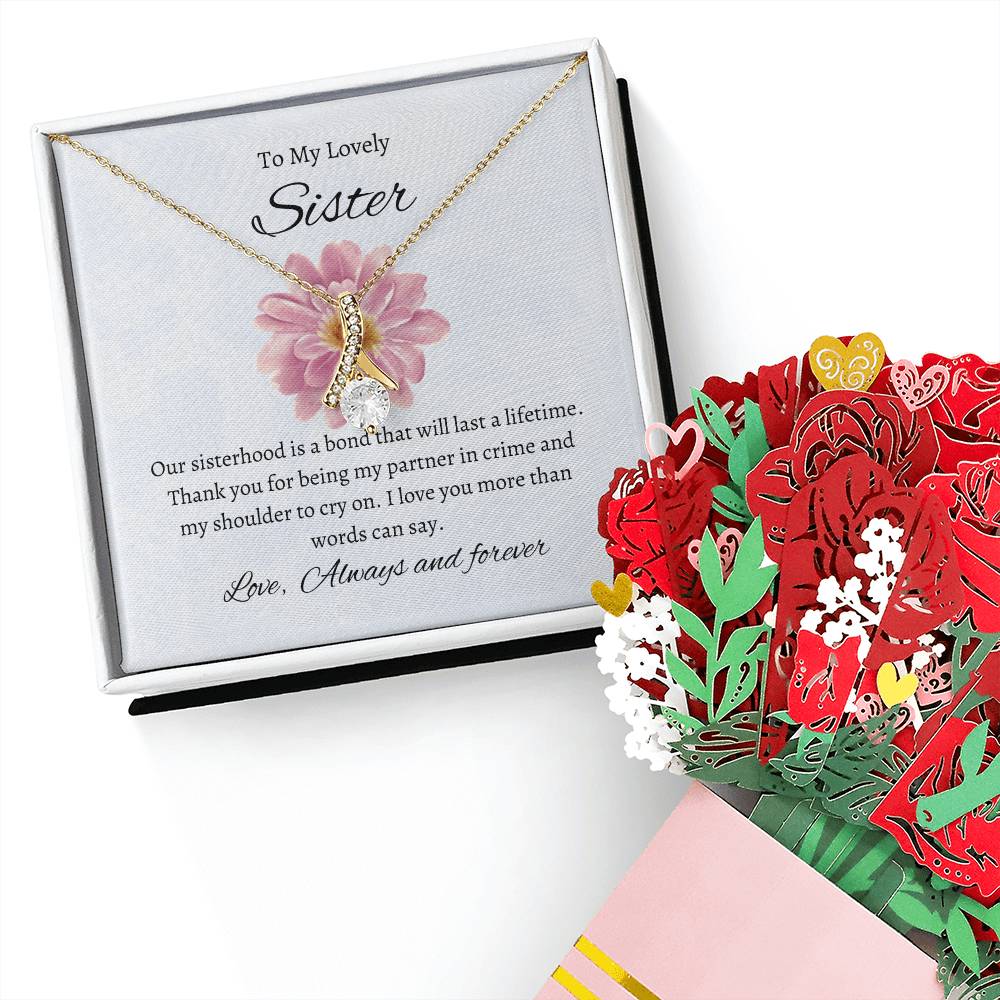 For My Sweet Sister – Beauty Necklace & Flower Bouquet | Captivating Present For Sister