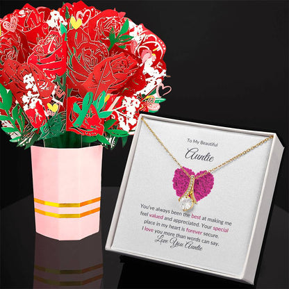 Charming Alluring Beauty Necklace and Flower Bouquet Bundle | Thoughtful Gift for Aunt - SOUVMOUR