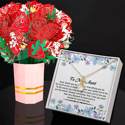 To My Special Aunt Necklace – Stunning Alluring Beauty Necklace and Flower Bouquet Bundle | Deeply Appreciative Gift For Aunt - SOUVMOUR