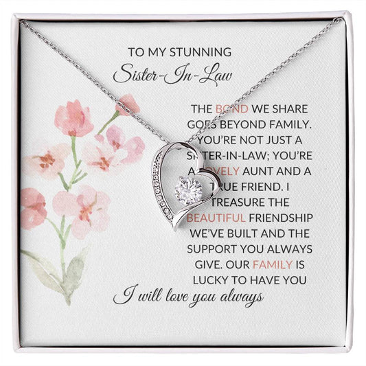 To My Stunning Sister-in-law | Elegant Sister-in-Law Necklace Gift | Sister-in-Law Pendant