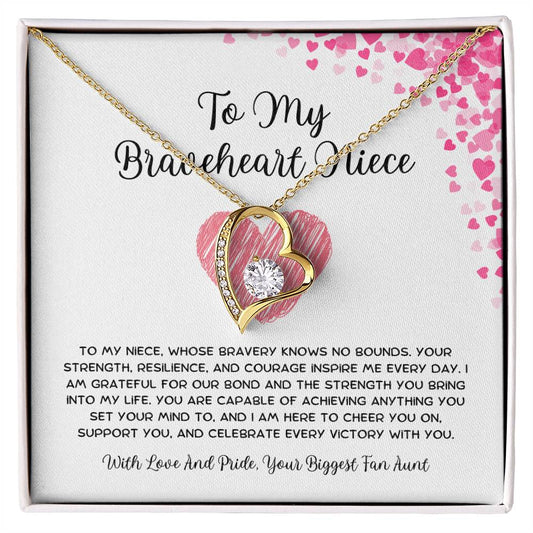To My Braveheart Niece - From Aunt to Niece Forever Love Necklace - SOUVMOUR