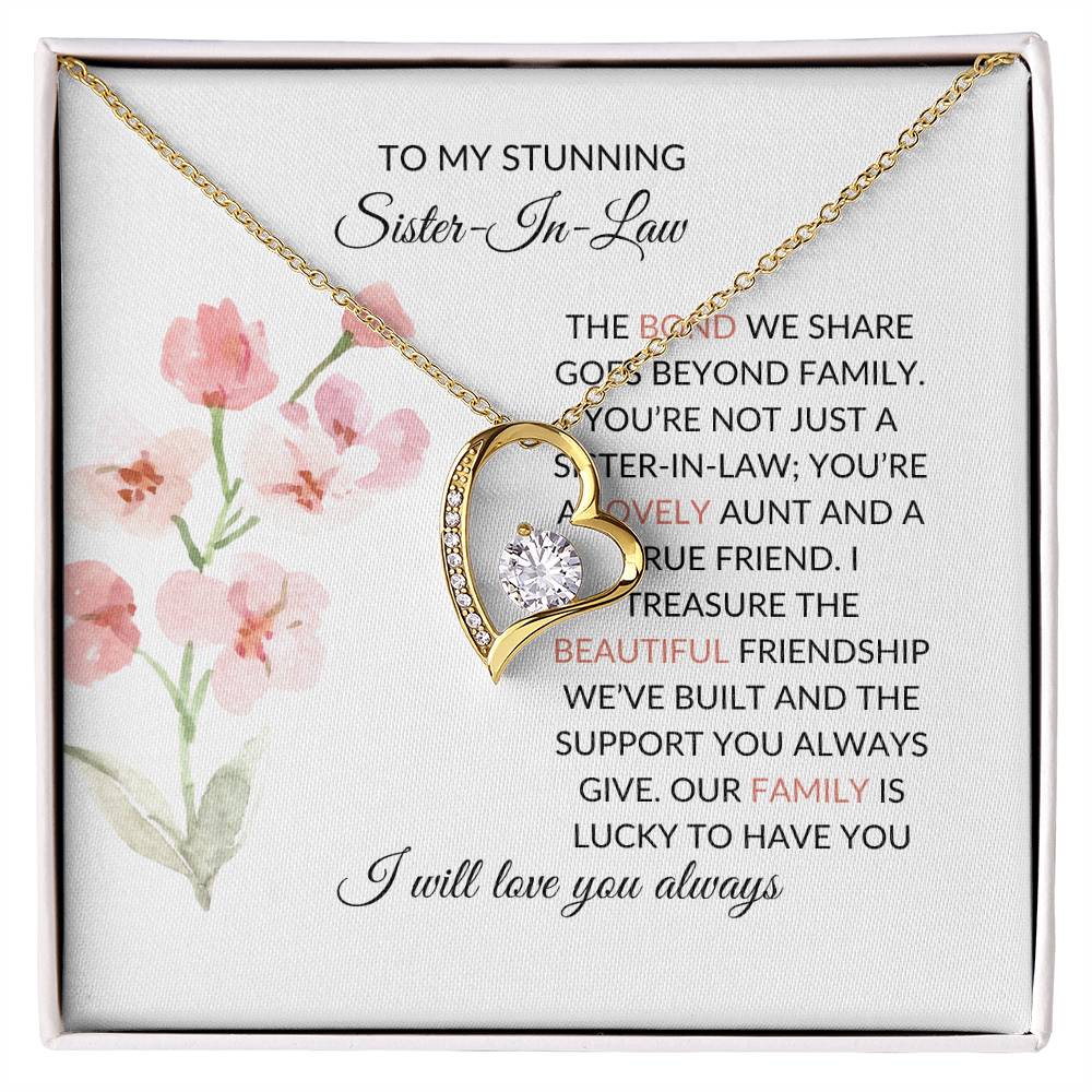 To My Stunning Sister-in-law | Elegant Sister-in-Law Necklace Gift | Sister-in-Law Pendant