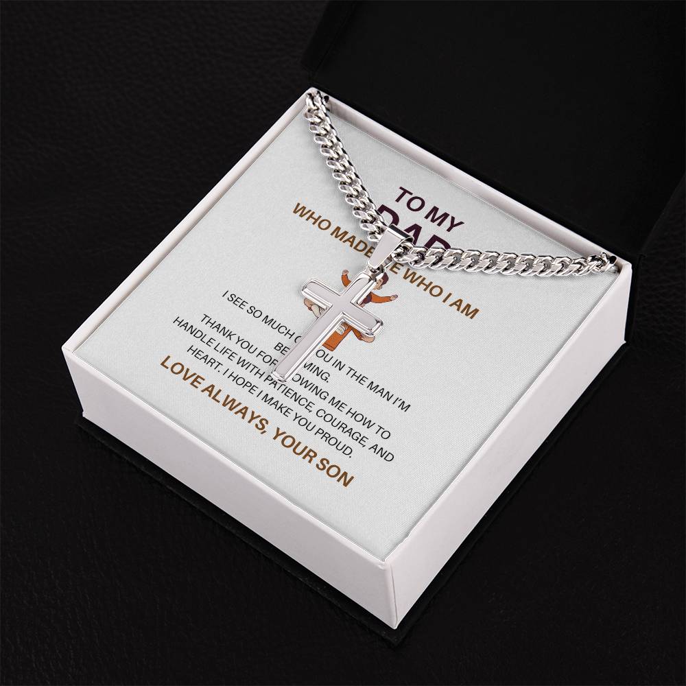 Personalized Cross & Cuban Link Chain for Dad – To My Dad Necklace from Son