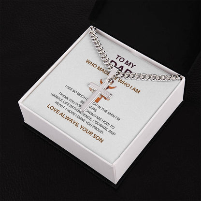 Personalized Cross & Cuban Link Chain for Dad – To My Dad Necklace from Son