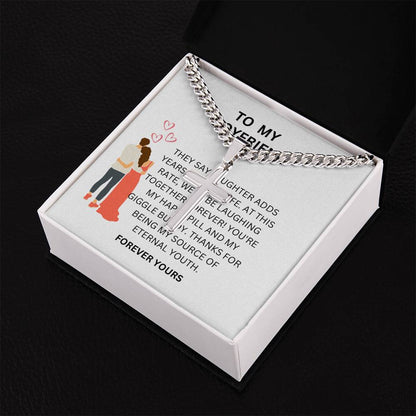 Heartfelt Gift for Boyfriend — Custom Cuban Link Cross Necklace with Message Card
