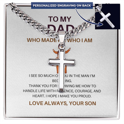 Personalized Cross & Cuban Link Chain for Dad – To My Dad Necklace from Son