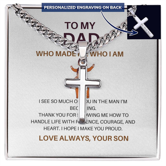 Personalized Cross & Cuban Link Chain for Dad – To My Dad Necklace from Son