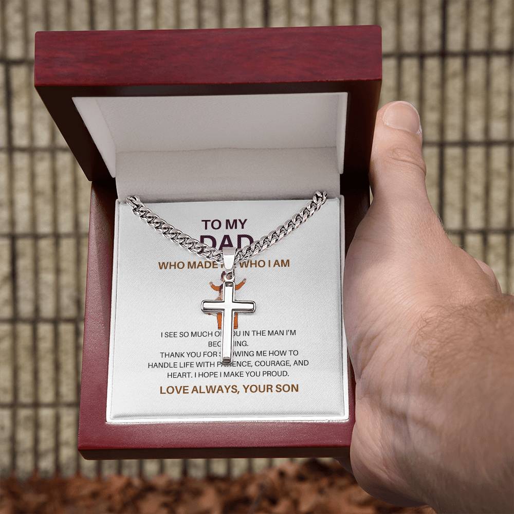 Personalized Cross & Cuban Link Chain for Dad – To My Dad Necklace from Son
