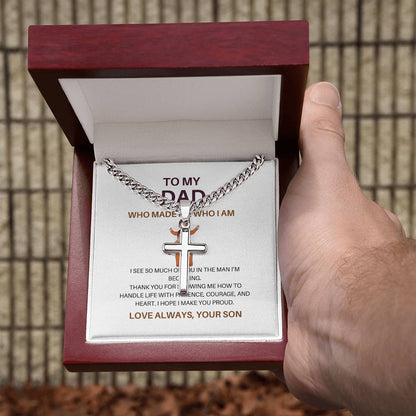 Personalized Cross & Cuban Link Chain for Dad – To My Dad Necklace from Son