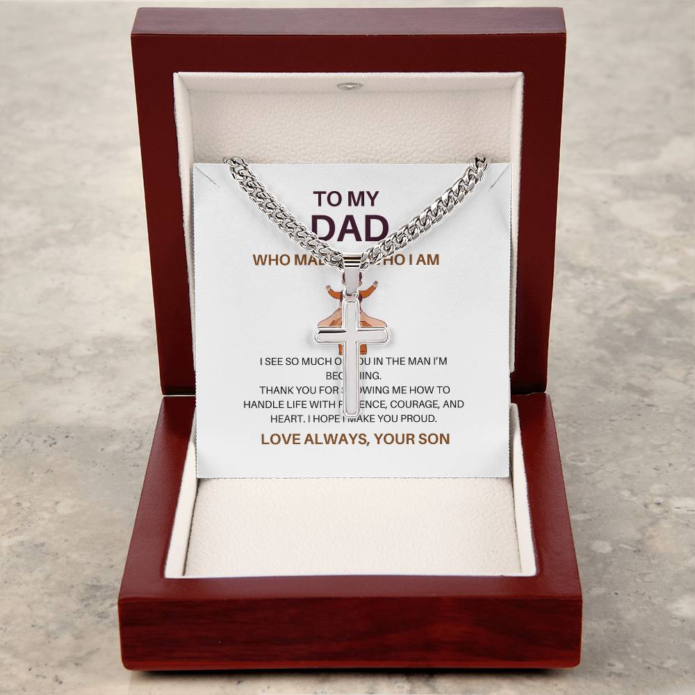 Personalized Cross & Cuban Link Chain for Dad – To My Dad Necklace from Son
