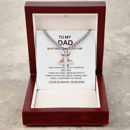 Personalized Cross & Cuban Link Chain for Dad – To My Dad Necklace from Son