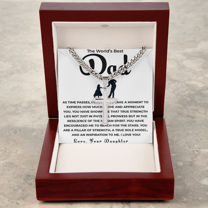 To My Dad Necklace – Personalized Cross with Cuban Link Chain from Daughter | Gift for Dad