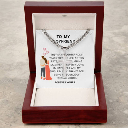 Heartfelt Gift for Boyfriend — Custom Cuban Link Cross Necklace with Message Card