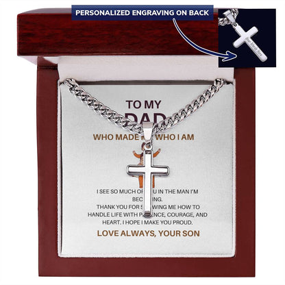 Personalized Cross & Cuban Link Chain for Dad – To My Dad Necklace from Son