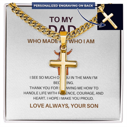 Personalized Cross & Cuban Link Chain for Dad – To My Dad Necklace from Son