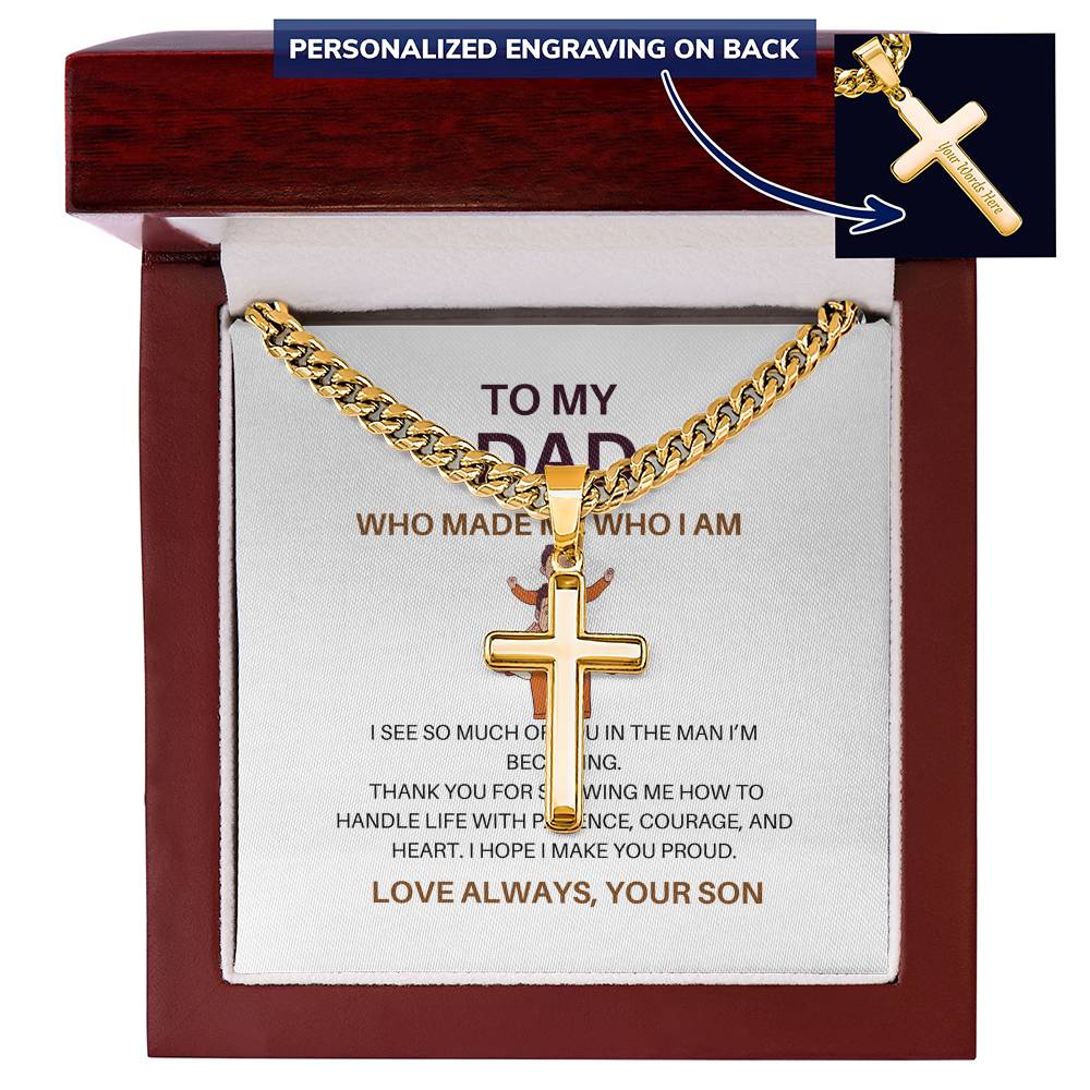 Personalized Cross & Cuban Link Chain for Dad – To My Dad Necklace from Son