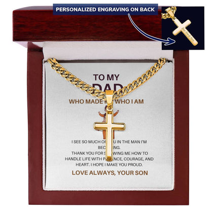 Personalized Cross & Cuban Link Chain for Dad – To My Dad Necklace from Son