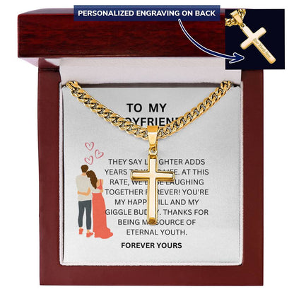 Heartfelt Gift for Boyfriend — Custom Cuban Link Cross Necklace with Message Card