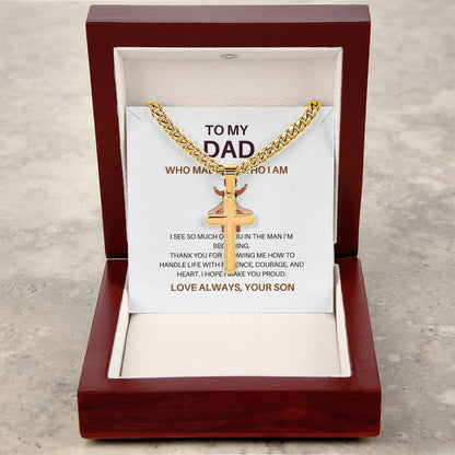 Personalized Cross & Cuban Link Chain for Dad – To My Dad Necklace from Son