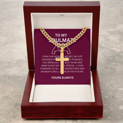 A Gift for My Boyfriend — Personalized Cross Necklace with Cuban Link Chain & Heartfelt Message Card