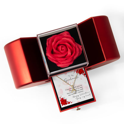 Valentine's Day Soulmate Necklace with Red Heart Shaped Rose Box & Romantic Love Message Card