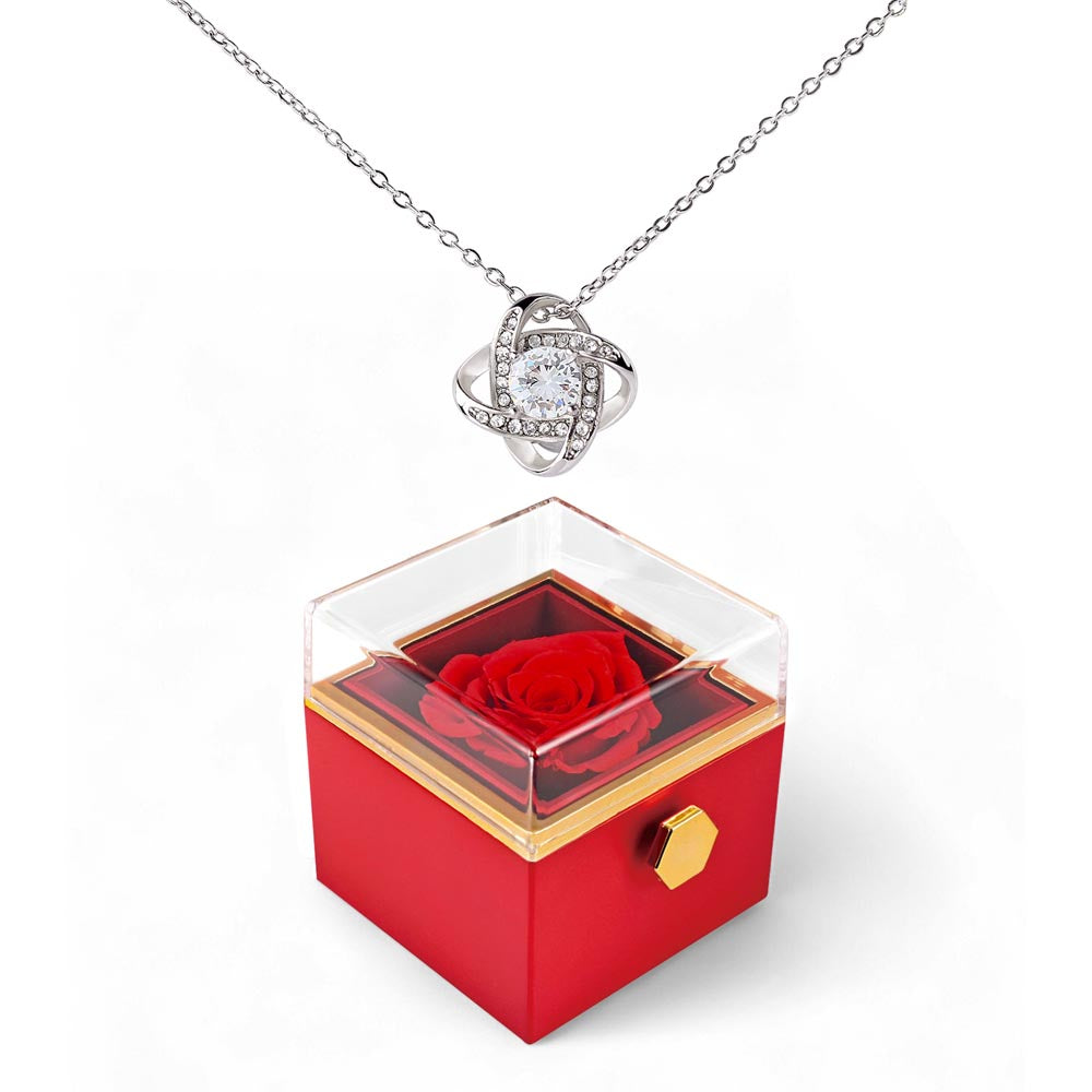 Valentine's Jewelry Gift for Her – Necklace with Rotating Rose Flower Box Gift For Girlfriend