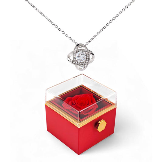 Valentine's Jewelry Gift for Her – Necklace with Rotating Rose Flower Box Gift For Girlfriend